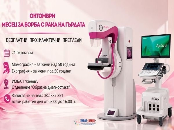Безплатни прегледи за рак на гърдата в УМБАЛ „Канев“